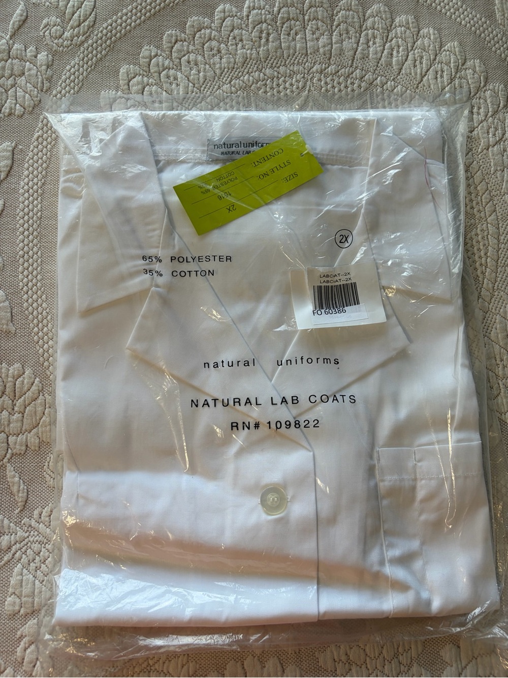NWT Natural Uniforms Men’s White Lab Coat